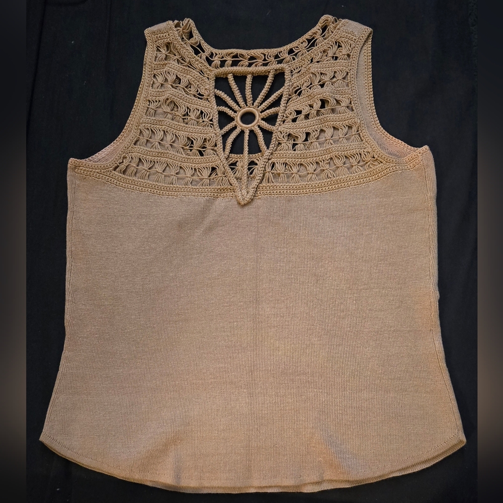 Beige Crochet Detail Women's Top